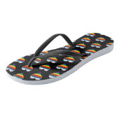 Rainbow Heart Pattern Flip Flops Badesandalen (Schrägansicht)