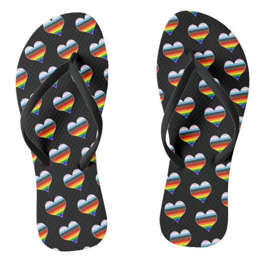 Rainbow Heart Pattern Flip Flops Badesandalen (Fußbett)
