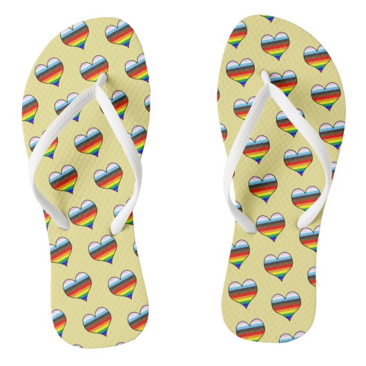 Rainbow Heart Pattern Flip Flops Badesandalen (Fußbett)