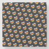 Rainbow Heart Pattern Glass Untersetzer (Vorderseite)