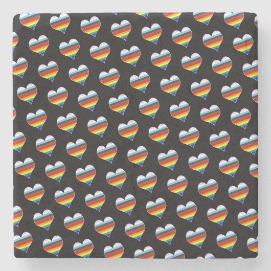 Rainbow Heart Pattern Glass Untersetzer (Vorderseite)