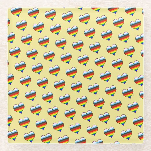 Rainbow Heart Pattern Glasuntersetzer (Vorderseite)