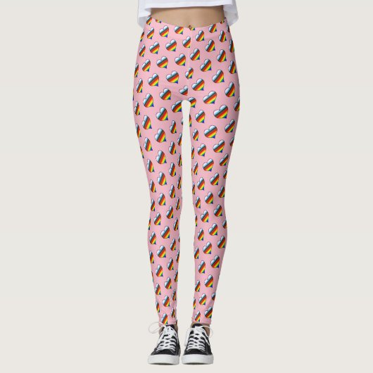 Rainbow Heart Pattern Leggings (Vorderseite)