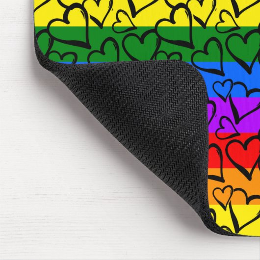 Rainbow Heart Pattern Mousepad (Ecke)
