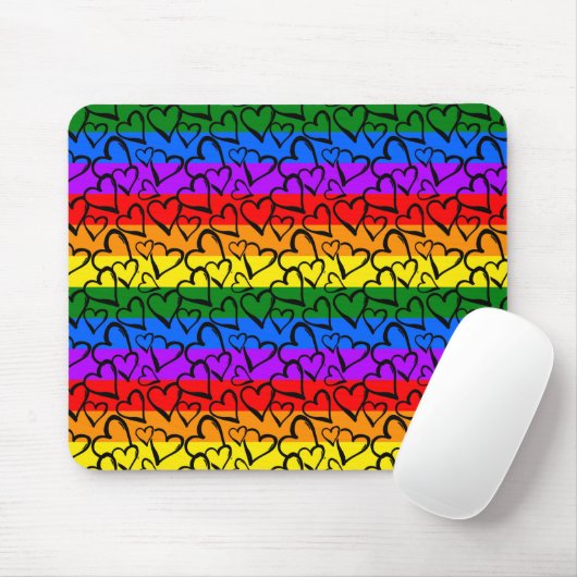 Rainbow Heart Pattern Mousepad (Mit Mouse)