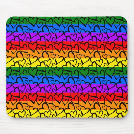 Rainbow Heart Pattern Mousepad (Vorne)