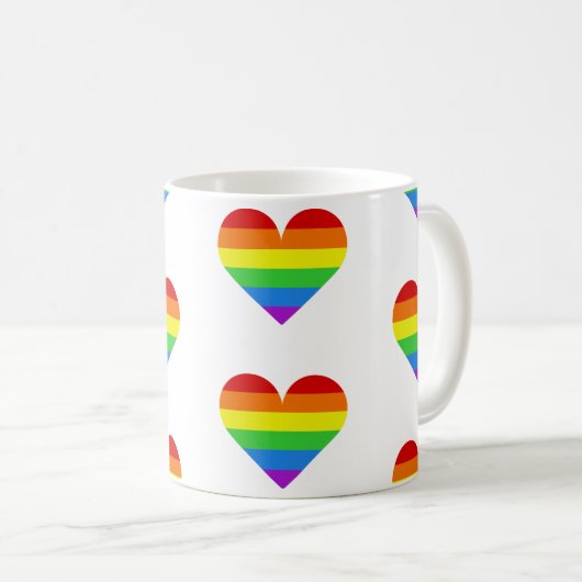 Rainbow Heart Pattern Mug Kaffeetasse (VorderseiteRechts)