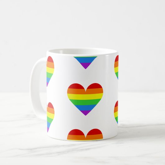 Rainbow Heart Pattern Mug Kaffeetasse (Vorderseite Links)