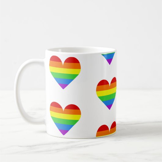 Rainbow Heart Pattern Mug Kaffeetasse (Links)