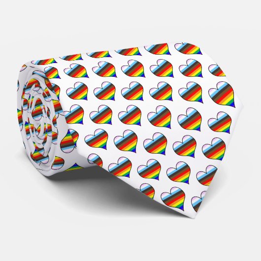 Rainbow Heart Pattern Neck Tie Krawatte (Gerollt)