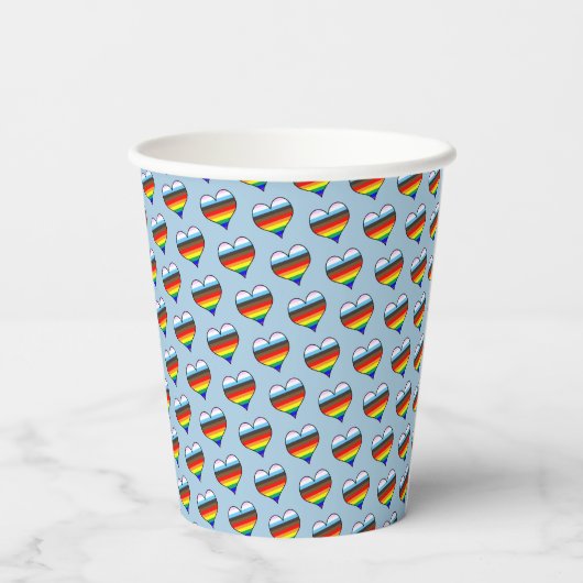 Rainbow Heart Pattern Paper Cups Pappbecher (Rückseite)