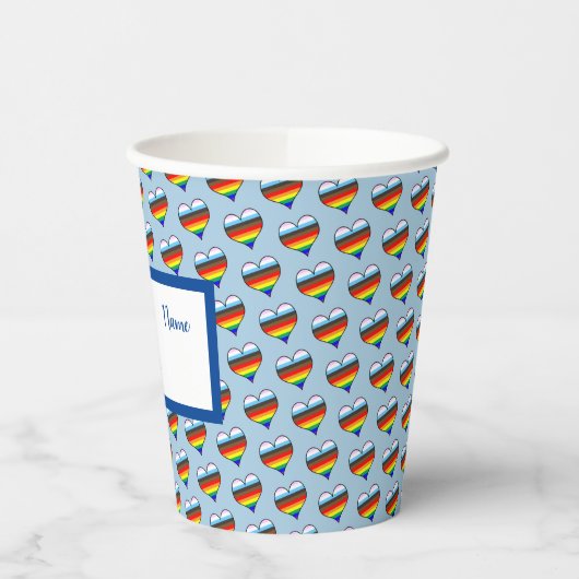 Rainbow Heart Pattern Paper Cups Pappbecher (Links)