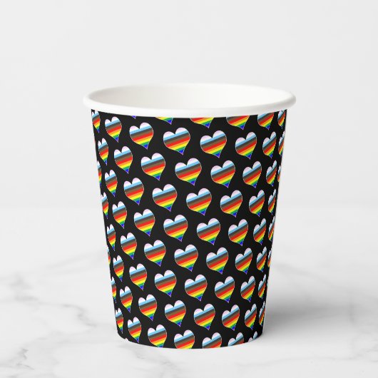 Rainbow Heart Pattern Paper Cups Pappbecher (Rückseite)