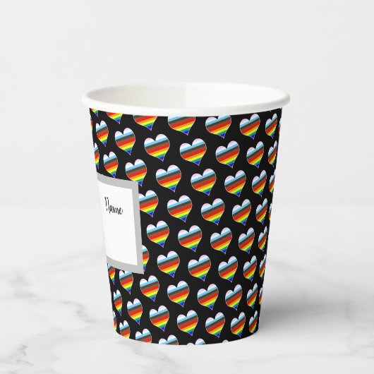 Rainbow Heart Pattern Paper Cups Pappbecher (Links)