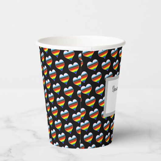 Rainbow Heart Pattern Paper Cups Pappbecher (Rechts)