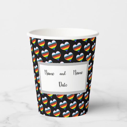 Rainbow Heart Pattern Paper Cups Pappbecher (Vorderseite)
