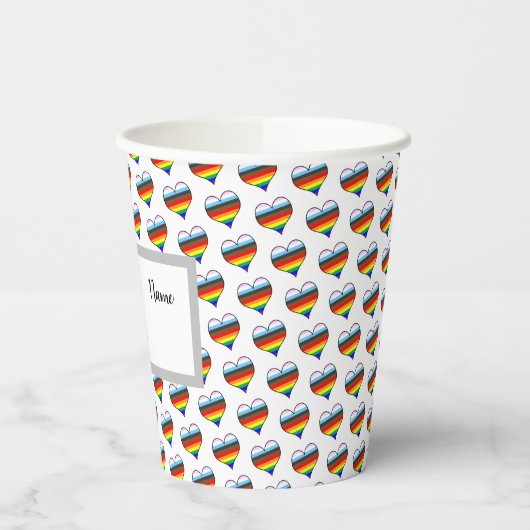 Rainbow Heart Pattern Paper Cups Pappbecher (Links)