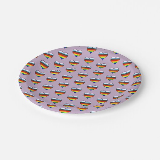 Rainbow Heart Pattern Paper Teller (Schrägansicht)