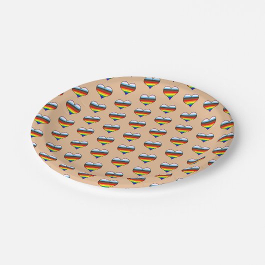 Rainbow Heart Pattern Paper Teller (Schrägansicht)