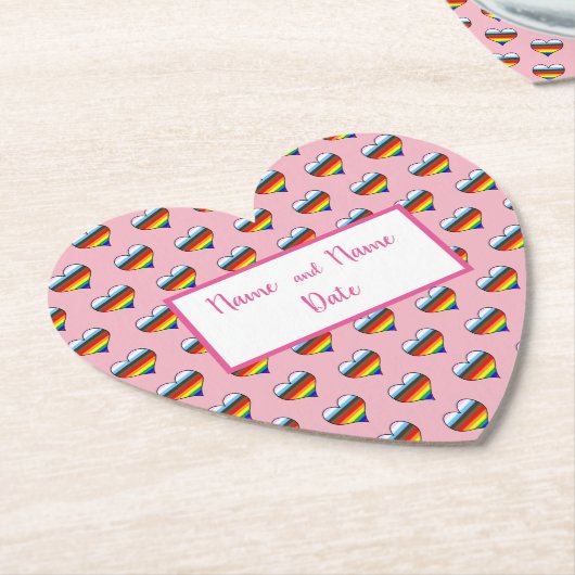 Rainbow Heart Pattern Paper Untersetzer (angewinkelt)