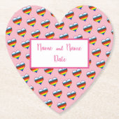 Rainbow Heart Pattern Paper Untersetzer (Vorderseite)