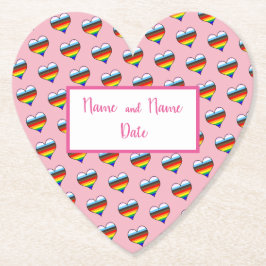 Rainbow Heart Pattern Paper Untersetzer