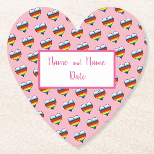 Rainbow Heart Pattern Paper Untersetzer (Vorderseite)