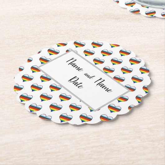 Rainbow Heart Pattern Paper Untersetzer (angewinkelt)