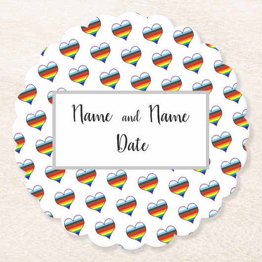 Rainbow Heart Pattern Paper Untersetzer (Vorderseite)