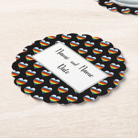 Rainbow Heart Pattern Paper Untersetzer (angewinkelt)