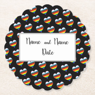 Rainbow Heart Pattern Paper Untersetzer