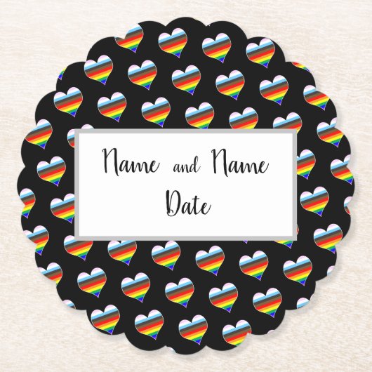 Rainbow Heart Pattern Paper Untersetzer (Vorderseite)