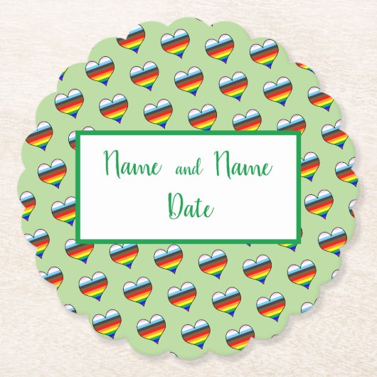 Rainbow Heart Pattern Paper Untersetzer (Vorderseite)