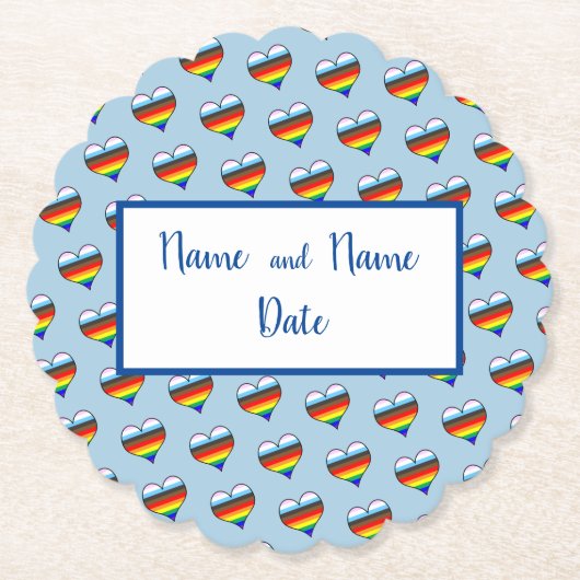 Rainbow Heart Pattern Paper Untersetzer (Vorderseite)