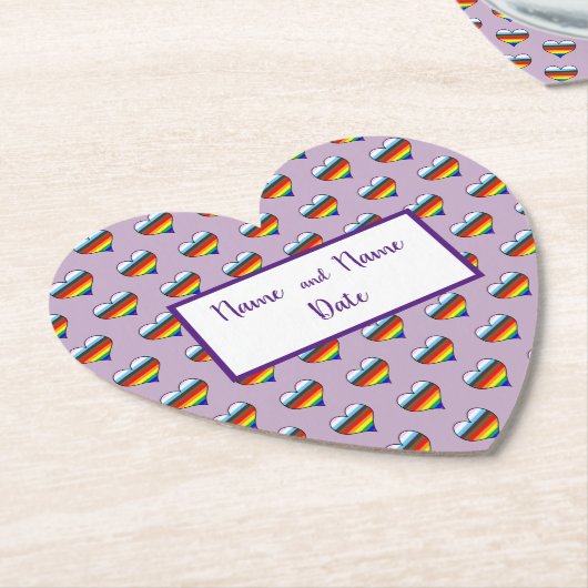 Rainbow Heart Pattern Paper Untersetzer (angewinkelt)