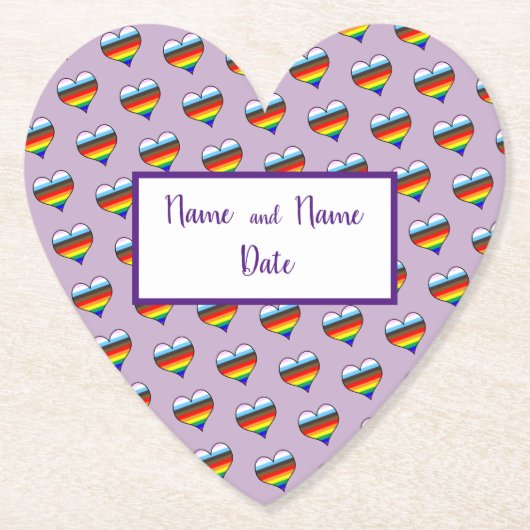 Rainbow Heart Pattern Paper Untersetzer (Vorderseite)