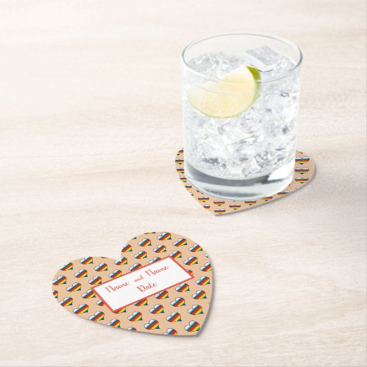 Rainbow Heart Pattern Paper Untersetzer (Vor Ort)