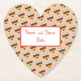Rainbow Heart Pattern Paper Untersetzer