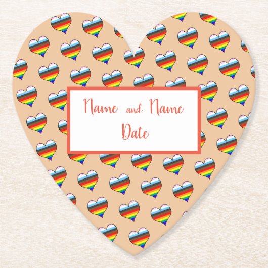Rainbow Heart Pattern Paper Untersetzer (Vorderseite)