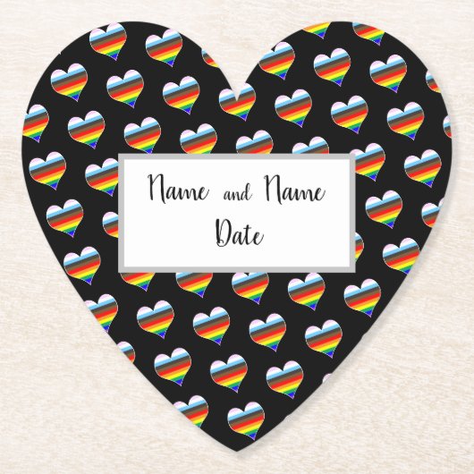 Rainbow Heart Pattern Paper Untersetzer (Vorderseite)