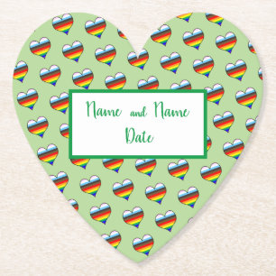 Rainbow Heart Pattern Paper Untersetzer