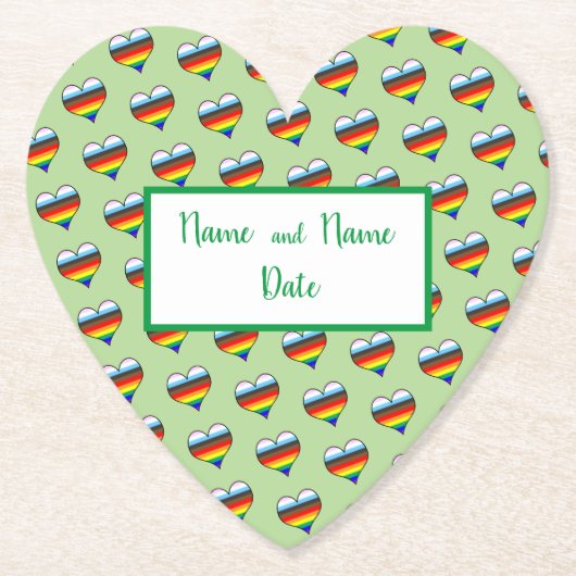 Rainbow Heart Pattern Paper Untersetzer (Vorderseite)