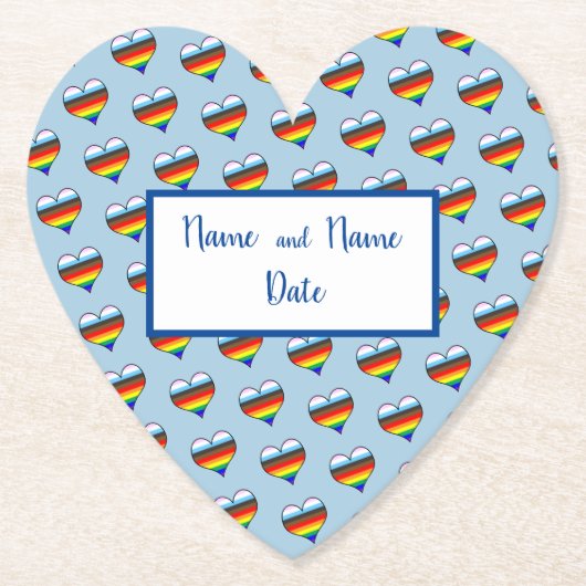Rainbow Heart Pattern Paper Untersetzer (Vorderseite)