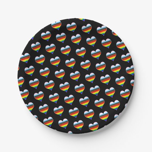 Rainbow Heart Pattern Pappteller (Vorderseite)