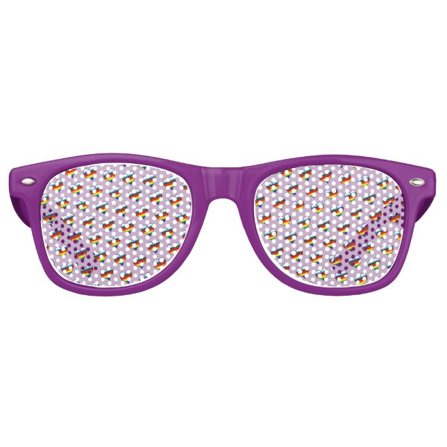 Rainbow Heart Pattern Retro Sonnenbrille (Vorderseite)
