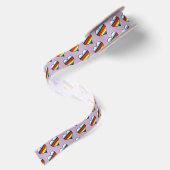 Rainbow Heart Pattern Satin Ribbon Satinband (Rückseite)