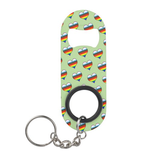 Rainbow Heart Pattern Schlüsselanhänger Flaschenöf Mini Flaschenöffner (Vorderseite)