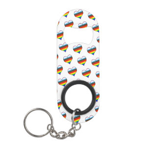 Rainbow Heart Pattern Schlüsselanhänger Flaschenöf Mini Flaschenöffner