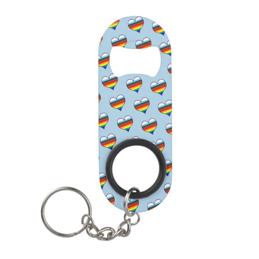 Rainbow Heart Pattern Schlüsselanhänger Flaschenöf Mini Flaschenöffner (Vorderseite)