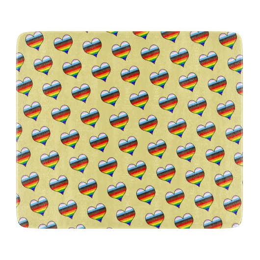 Rainbow Heart Pattern Schneidebrett (Vorderseite)